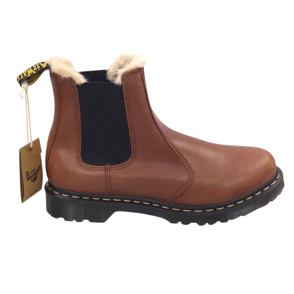 Dr. Martens Shoes - Dr Martens 2976 Leonore Chelsea Boot Womens US 9 Faux Fur Shearling Saddle Tan